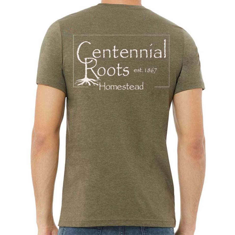 Heather Olive T-Shirt with CR Boxed Logo across back.